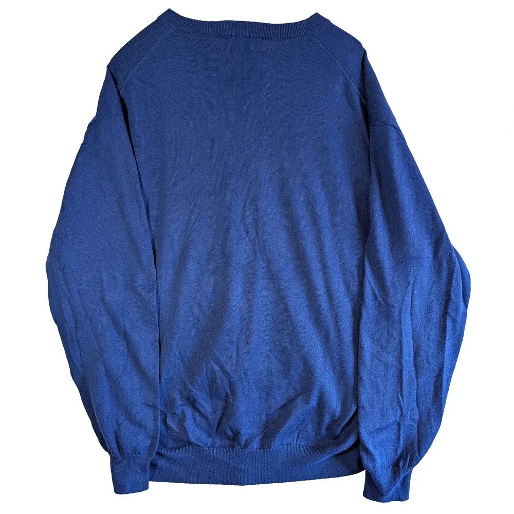 Orvis Sweater Mens XL Blue Luxury Blend Silk Cashmere Pull over V-neck